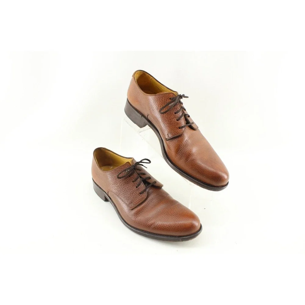 VTG Zenith by Divarese Brown‎ Pebbled Leather Oxford Dress Shoes Men Size 43
